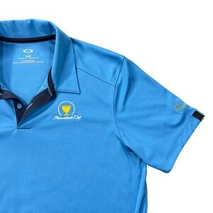 Oakley Tailored Fit Presidents Cup Golf Polo Men's Medium Blue Performance Shirt
